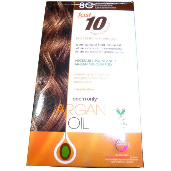 One 'n Only Argan Oil Fast 10 Permanent Hair Color Kit 8G Golden Light Blonde - Picture 1 of 5
